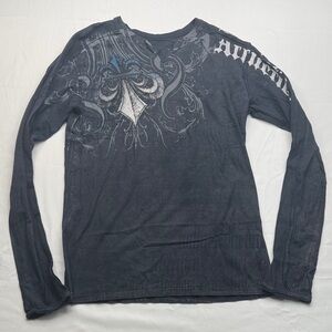 Affliction Medium m vintage Black Long Sleeve angel wings Y2K grunge MMA gothic